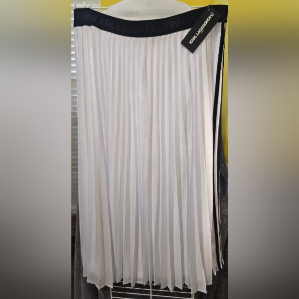 Karl Lagerfeld White Pleated Skirt